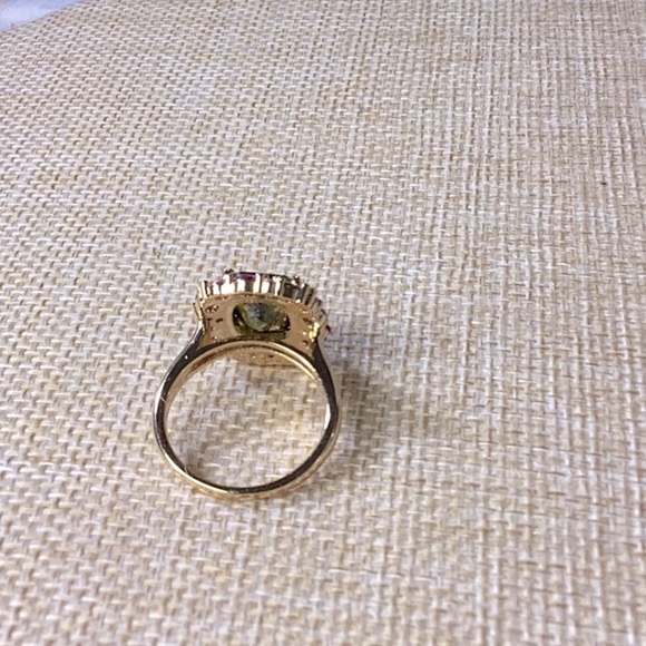 Gold Olivine & Multi Color Stones Ring - Picture 4 of 4